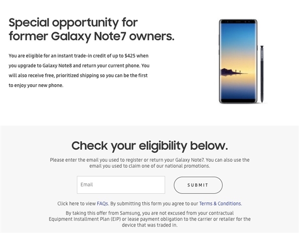 三星出血！Note7用户购机Note8细则公布：成本价